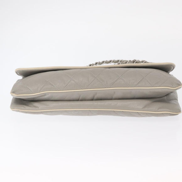 CHANEL Lammleder Kette Umhängetasche Grau Silber CC Auth bs32040