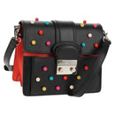 VALENTINO Shoulder Bag Leather Black Silver Auth bs32041V-1