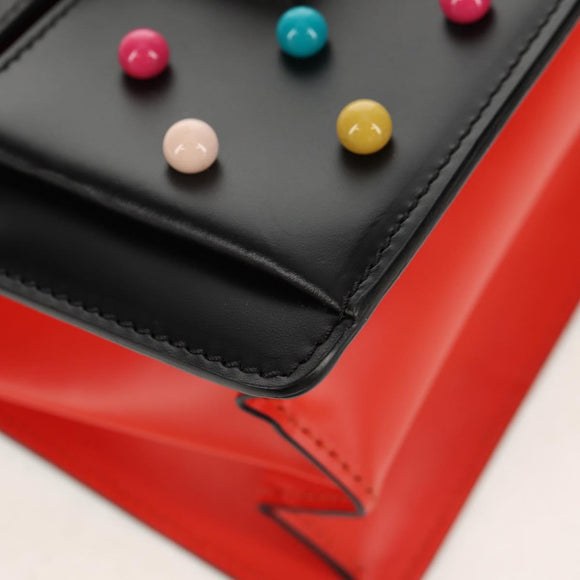 VALENTINO Shoulder Bag Leather Black Silver Auth bs32041V