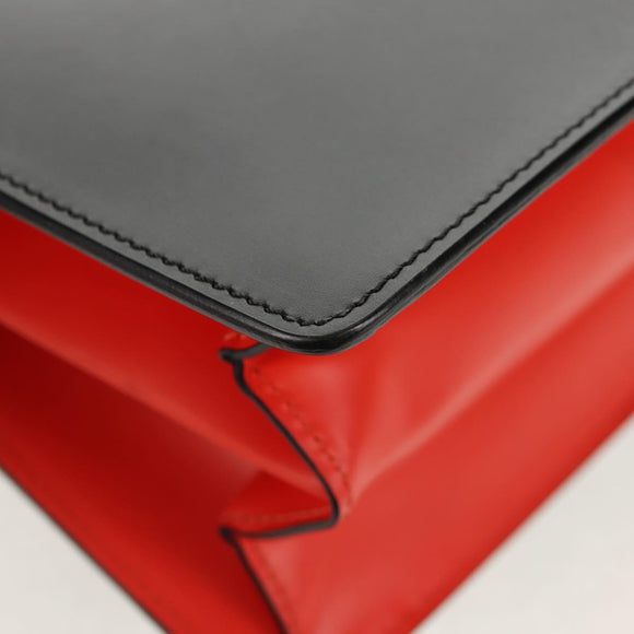 VALENTINO Shoulder Bag Leather Black Silver Auth bs32041V