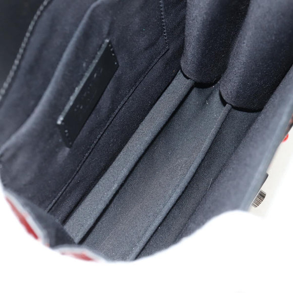 VALENTINO Shoulder Bag Leather Black Silver Auth bs32041V