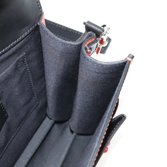 VALENTINO Shoulder Bag Leather Black Silver Auth bs32041V