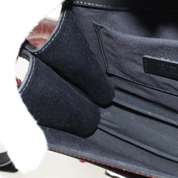 VALENTINO Shoulder Bag Leather Black Silver Auth bs32041V