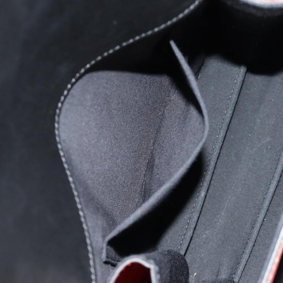 VALENTINO Shoulder Bag Leather Black Silver Auth bs32041V