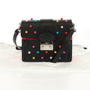 VALENTINO Shoulder Bag Leather Black Silver Auth bs32041V-12