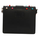 VALENTINO Shoulder Bag Leather Black Silver Auth bs32041V-2