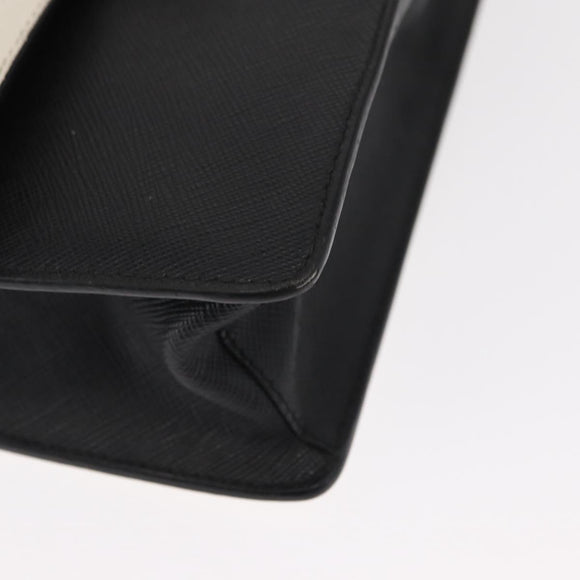 PRADA Chain Shoulder Bag Leather White Silver Auth bs32042