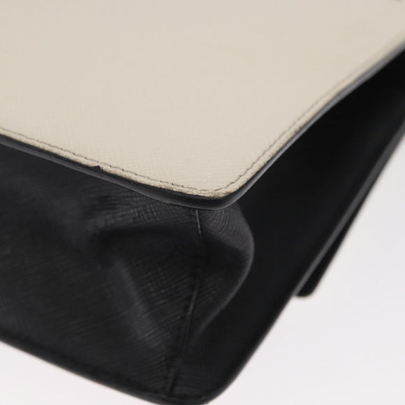 PRADA Chain Shoulder Bag Leather White Silver Auth bs32042