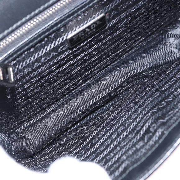 PRADA Chain Shoulder Bag Leather White Silver Auth bs32042