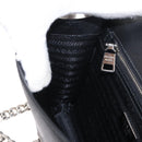 PRADA Chain Shoulder Bag Leather White Silver Auth bs32042-23