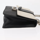 PRADA Chain Shoulder Bag Leather White Silver Auth bs32042-3