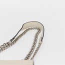 PRADA Chain Shoulder Bag Leather White Silver Auth bs32042-14