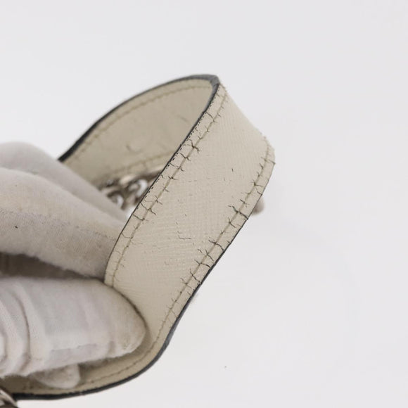 PRADA Chain Shoulder Bag Leather White Silver Auth bs32042