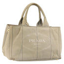 PRADA Kanapa MM Tote Bag Canvas Beige Gold Auth bs32043-1