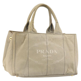PRADA Kanapa MM Tote Bag Canvas Beige Gold Auth bs32043