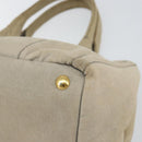 PRADA Kanapa MM Tote Bag Canvas Beige Gold Auth bs32043-14