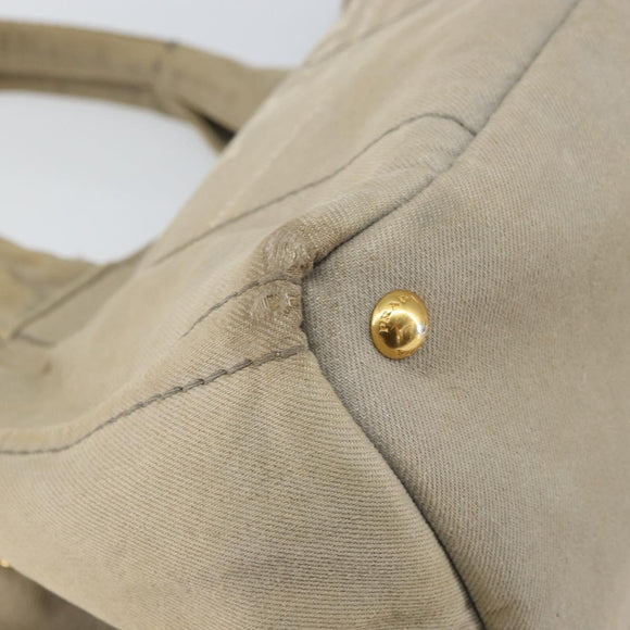 PRADA Kanapa MM Tote Bag Canvas Beige Gold Auth bs32043