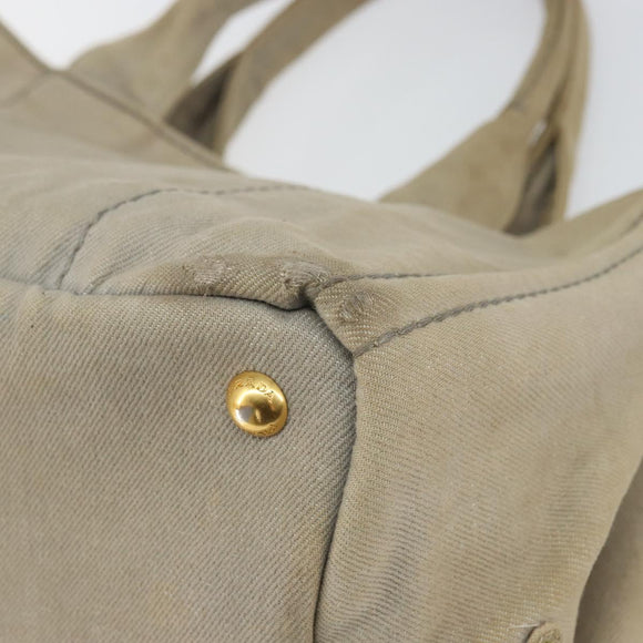 PRADA Kanapa MM Tote Bag Canvas Beige Gold Auth bs32043