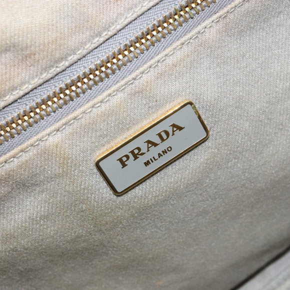 PRADA Kanapa MM Tote Bag Canvas Beige Gold Auth bs32043