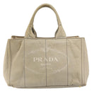PRADA Kanapa MM Tote Bag Canvas Beige Gold Auth bs32043-13