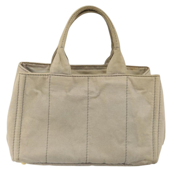 PRADA Kanapa MM Tote Bag Canvas Beige Gold Auth bs32043