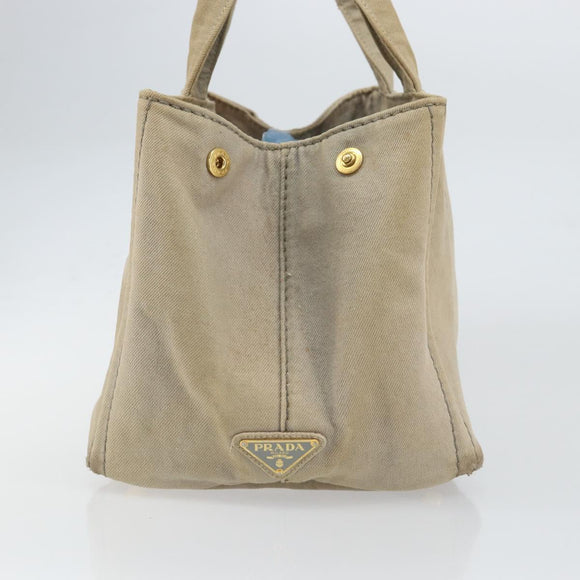 PRADA Kanapa MM Tote Bag Canvas Beige Gold Auth bs32043