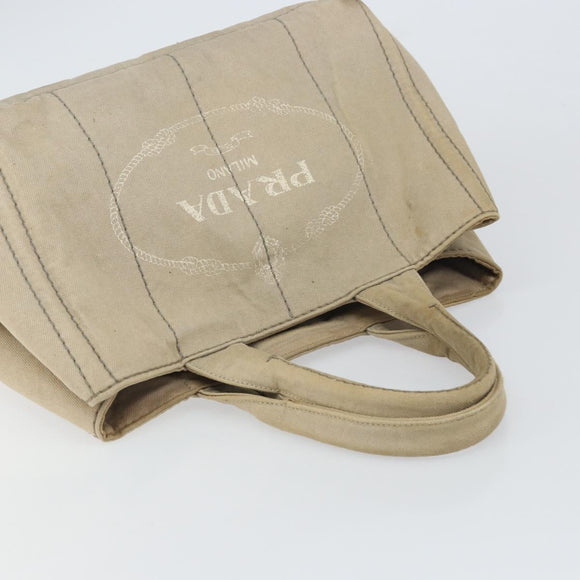 PRADA Kanapa MM Tote Bag Canvas Beige Gold Auth bs32043