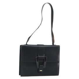 GUCCI Shoulder Bag Leather outlet Black Silver Auth bs32045