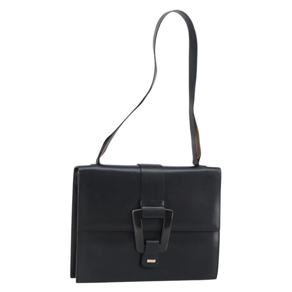 GUCCI Shoulder Bag Leather outlet Black Silver Auth bs32045