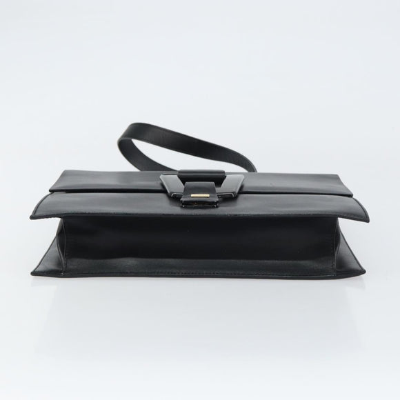 GUCCI Shoulder Bag Leather outlet Black Silver Auth bs32045