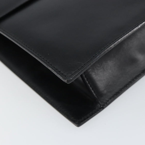 GUCCI Shoulder Bag Leather outlet Black Silver Auth bs32045