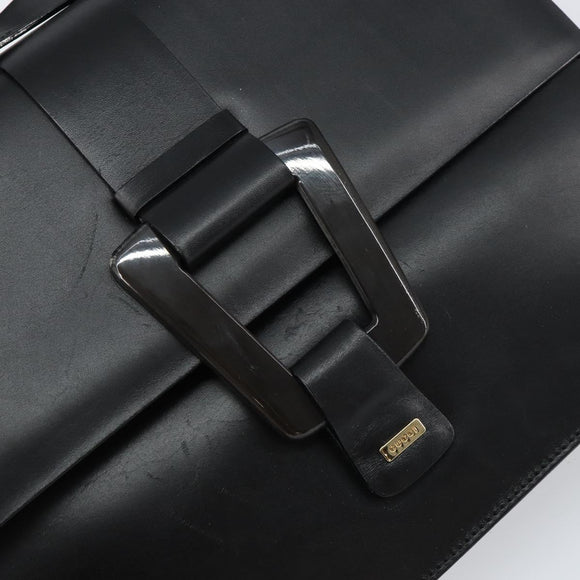 GUCCI Shoulder Bag Leather outlet Black Silver Auth bs32045