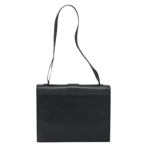 GUCCI Shoulder Bag Leather outlet Black Silver Auth bs32045