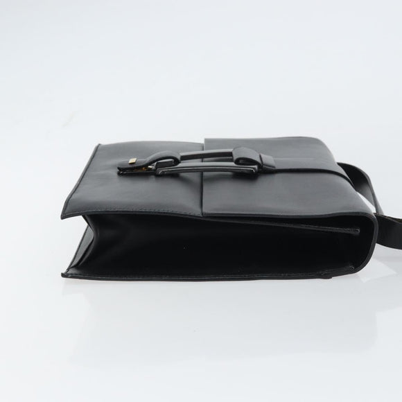 GUCCI Shoulder Bag Leather outlet Black Silver Auth bs32045