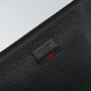 GUCCI Web Sherry Line Clutch Bag Leather Black Gold 428758 Auth bs32046-17