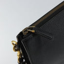 GUCCI Web Sherry Line Clutch Bag Leather Black Gold 428758 Auth bs32046-9