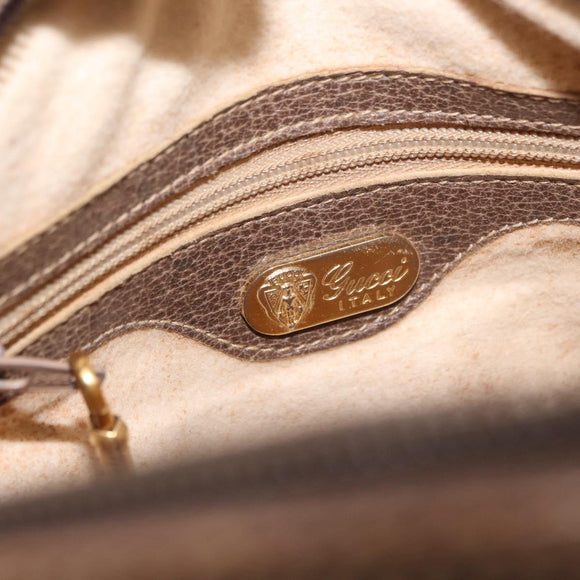 GUCCI GG Supreme Web Sherry Line Shoulder Bag PVC Beige Gold Auth bs32048