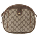GUCCI GG Supreme Web Sherry Line Shoulder Bag PVC Beige Gold Auth bs32048-2