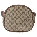 GUCCI GG Supreme Web Sherry Line Shoulder Bag PVC Beige Gold Auth bs32048-3