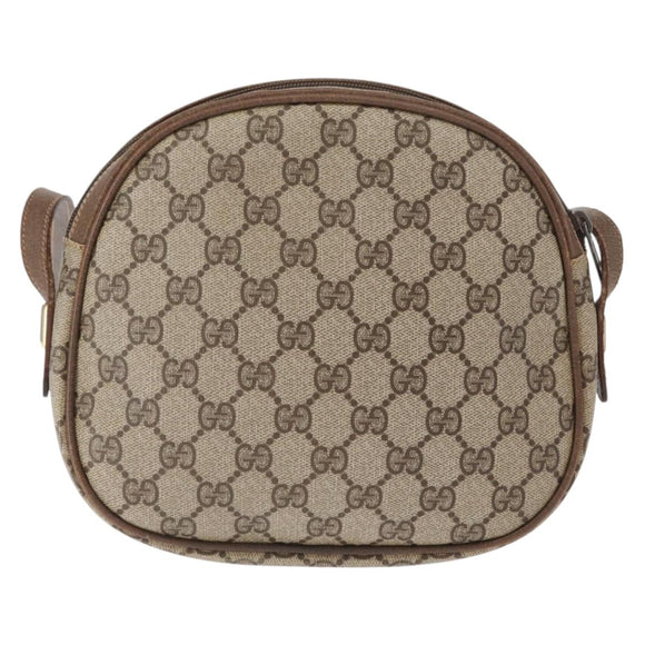 GUCCI GG Supreme Web Sherry Line Shoulder Bag PVC Beige Gold Auth bs32048