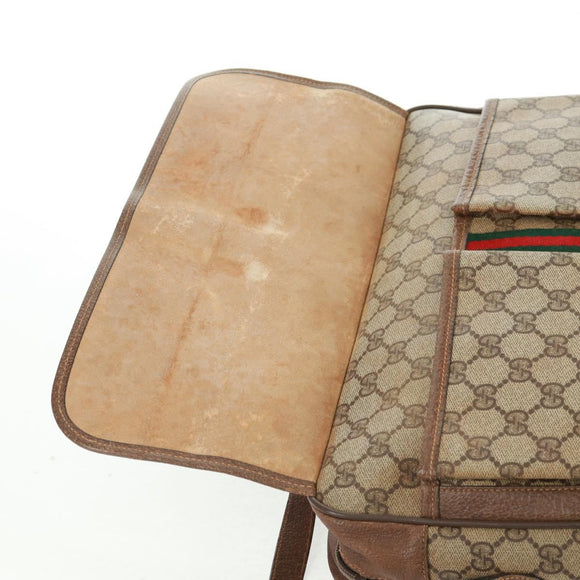 GUCCI GG Supreme Web Sherry Line Bag PVC Beige Gold 904 02 064 Auth bs32049