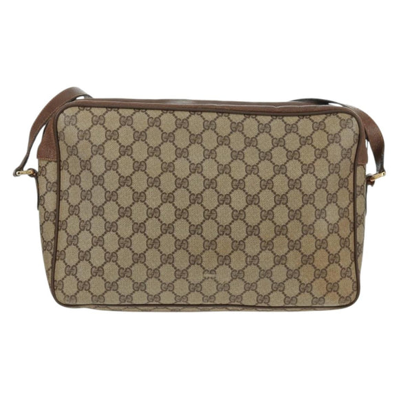 GUCCI GG Supreme Web Sherry Line Bag PVC Beige Gold 904 02 064 Auth bs32049