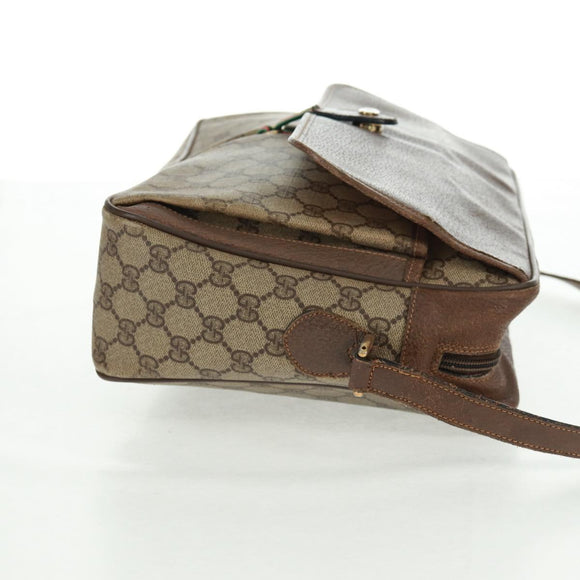 GUCCI GG Supreme Web Sherry Line Bag PVC Beige Gold 904 02 064 Auth bs32049