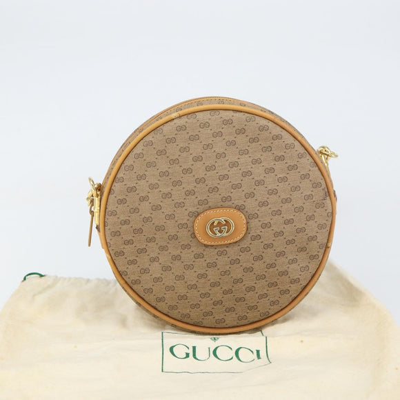 GUCCI Micro GG Supreme Shoulder Bag PVC Beige Gold 07 37 5575 Auth bs32050