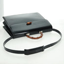 GUCCI Bamboo Hand Bag Enamel 2way Black Gold 015 1046 3304 Auth bs32052-10