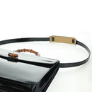 GUCCI Bamboo Hand Bag Enamel 2way Black Gold 015 1046 3304 Auth bs32052-12