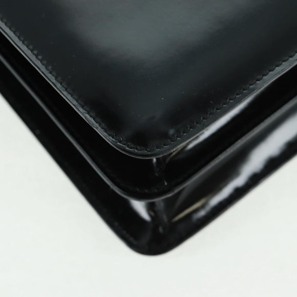 GUCCI Bamboo Hand Bag Enamel 2way Black Gold 015 1046 3304 Auth bs32052