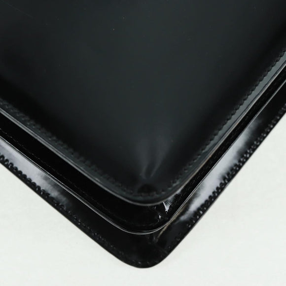 GUCCI Bamboo Hand Bag Enamel 2way Black Gold 015 1046 3304 Auth bs32052