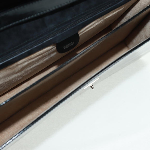 GUCCI Bamboo Hand Bag Enamel 2way Black Gold 015 1046 3304 Auth bs32052