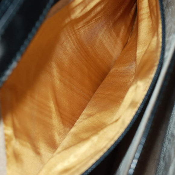 GUCCI Bamboo Hand Bag Enamel 2way Black Gold 015 1046 3304 Auth bs32052